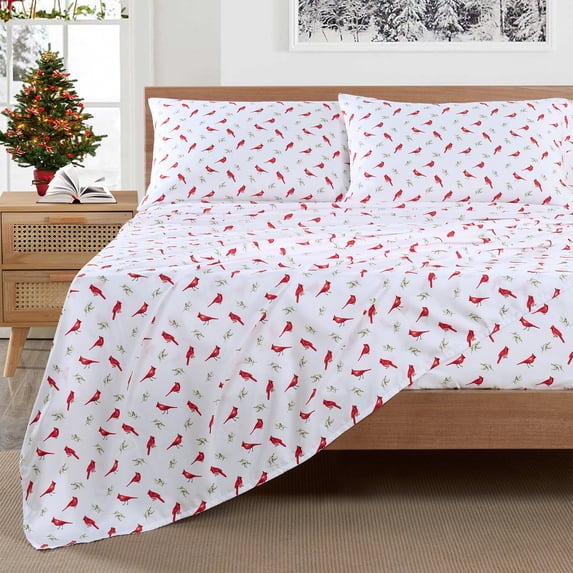 Videri Home Full Sheet Set - 4 Piece Bed Sheets, Wrinkle Free Fade Resistant Easy Care Printed Bedding Set, Durable Comfortable Home Use, Snow Birds