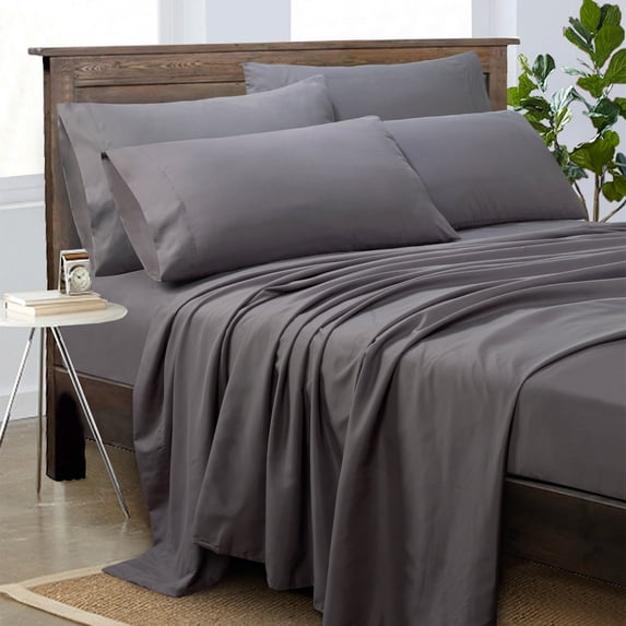 Videri Home Twin Sheet Set - 3 Piece Bed Sheets, Wrinkle Free Fade Resistant Easy Care Solid Bedding Set, Durable Comfortable Home Use, Gray