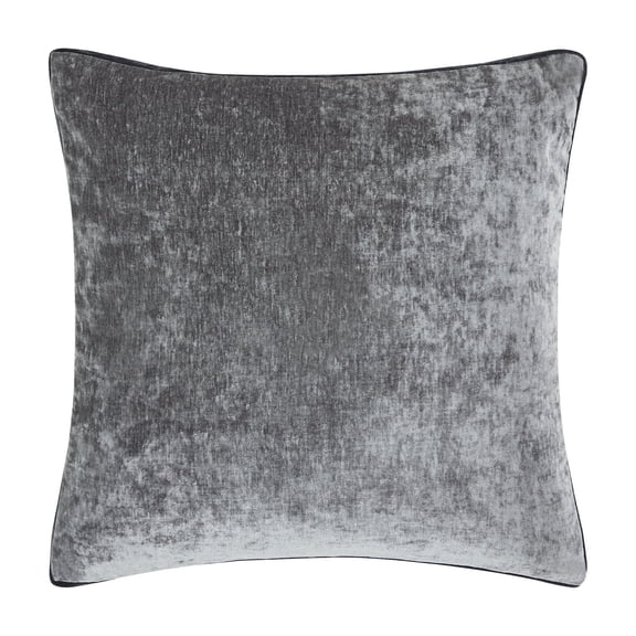 Videri Home 2 Pack 22"x22" Dark Gray/Black Chenille Contrast Gusset Decorative Throw Pillow Covers, Modern Home Office Cushion Cases