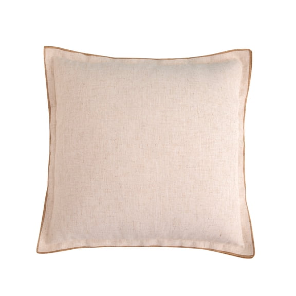 Videri Home Pillow Shell Double Flange/Linen Blend W/Full Zipper 22X22 Cream W/Tan Stitch 2 Pack