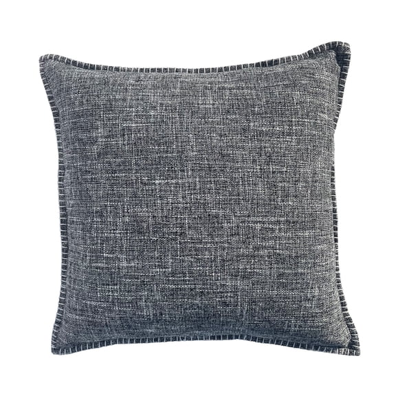 Videri Home 20"x20" Gray Polyester Weathered Whipstitch Decorative Throw Pillow Covers, Durable Vintage for Sofa Decor(2 Pack)