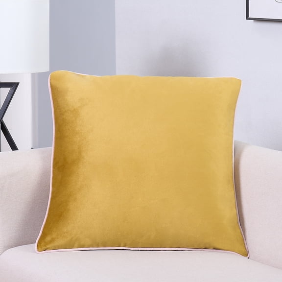 Videri Home 20"x20" Gold/Pink Velvet Decorative Throw Pillow Covers, Glamorous for Vanity Area(2 Pack)