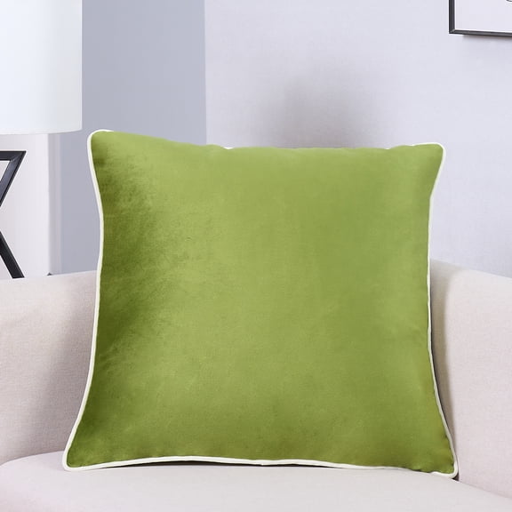 Videri Home 20"x20" Moss Green/Off White Velvet Decorative Throw Pillow Covers, Earthy for Rustic Decor(2 Pack)
