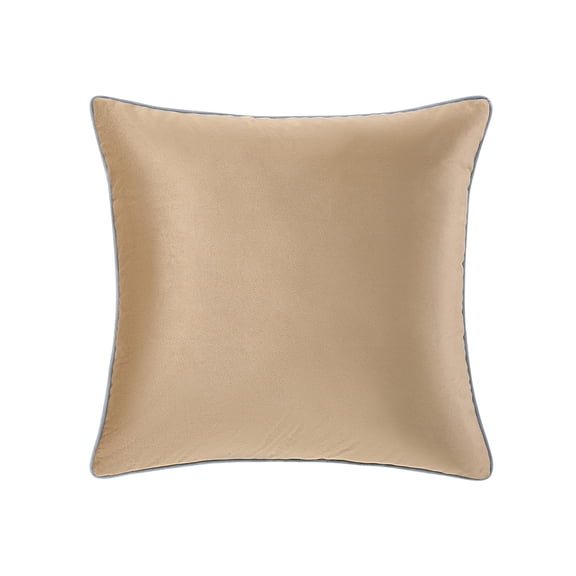 Videri Home 20"x20" Tan/Blue Velvet Decorative Throw Pillow Covers, Cozy for Guest Room(2 Pack)