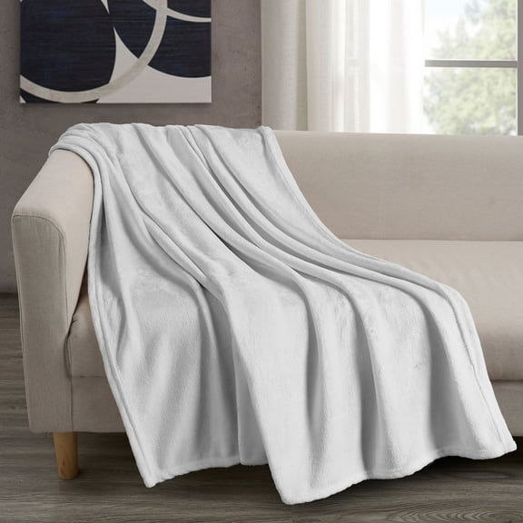 Videri Home Plush Throw Blanket Soft Warm Flannel 220GSM Lightweight All Season Printed Bed Sofa Blanket for Home Office Travel, Machine Washable(50×60in, Gray)