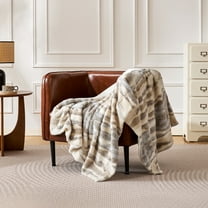 Videri Home 50"× 60" Throw Blanket, Multi-Color Striped Soft Durable Fluffy Faux Fur Bed Blankets