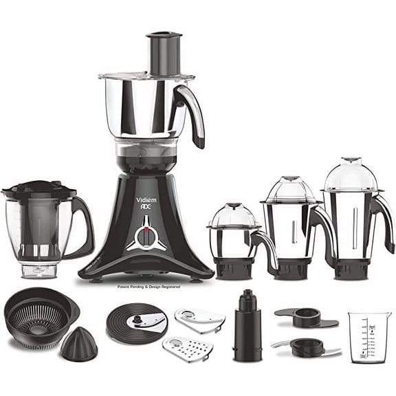 Vidiem ADC All Day Companion Mixer Grinder and Food Processor, slicing, grating, citrus juicing, chopping & kneading 750W 5 Jars Free Service Kit included with UL certified motor110 Volts