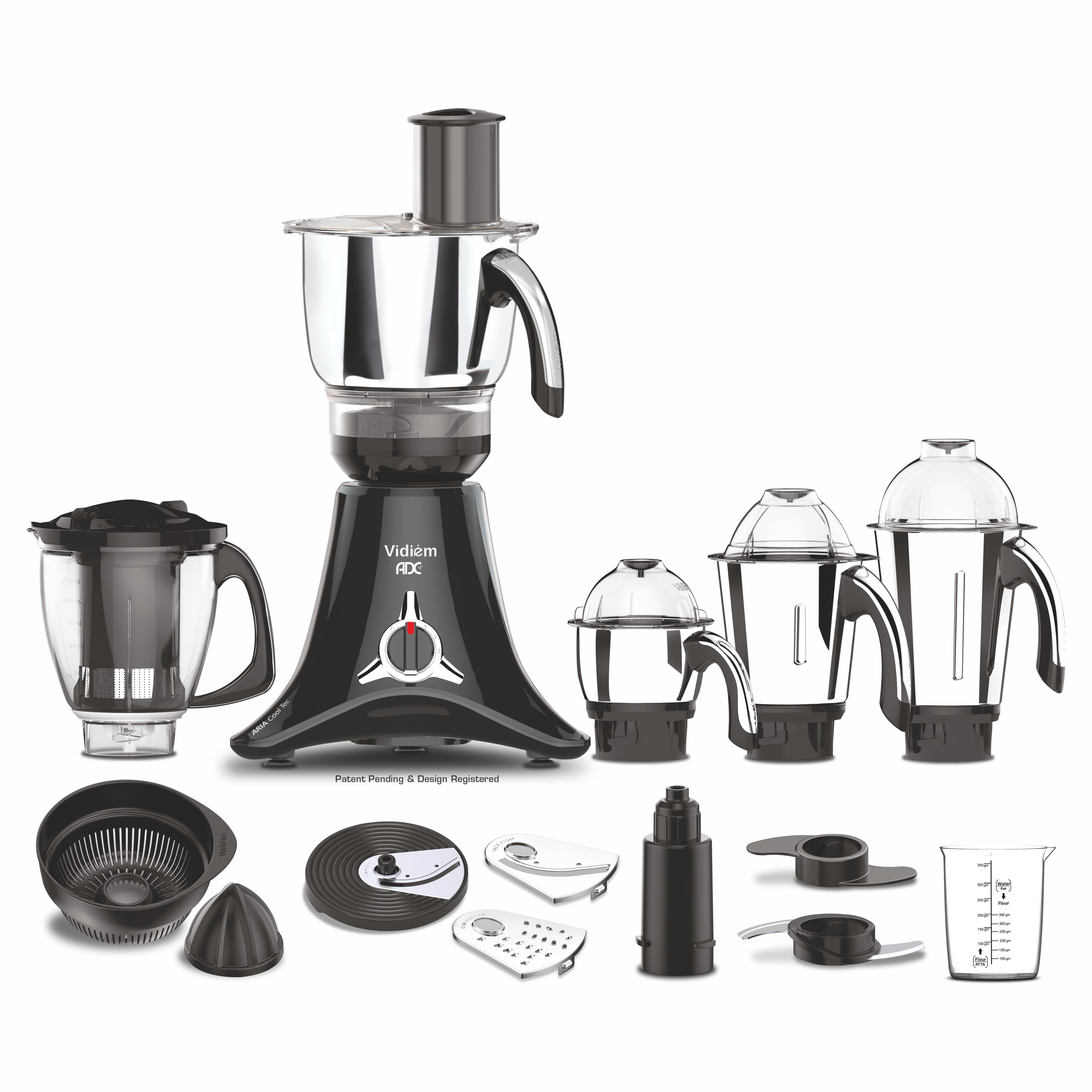 Vidiem ADC All Day Companion Mixer Grinder and Food Processor, slicing, grating, citrus juicing, chopping & kneading 750W 5 Jars Free Service Kit included with UL certified motor110 Volts