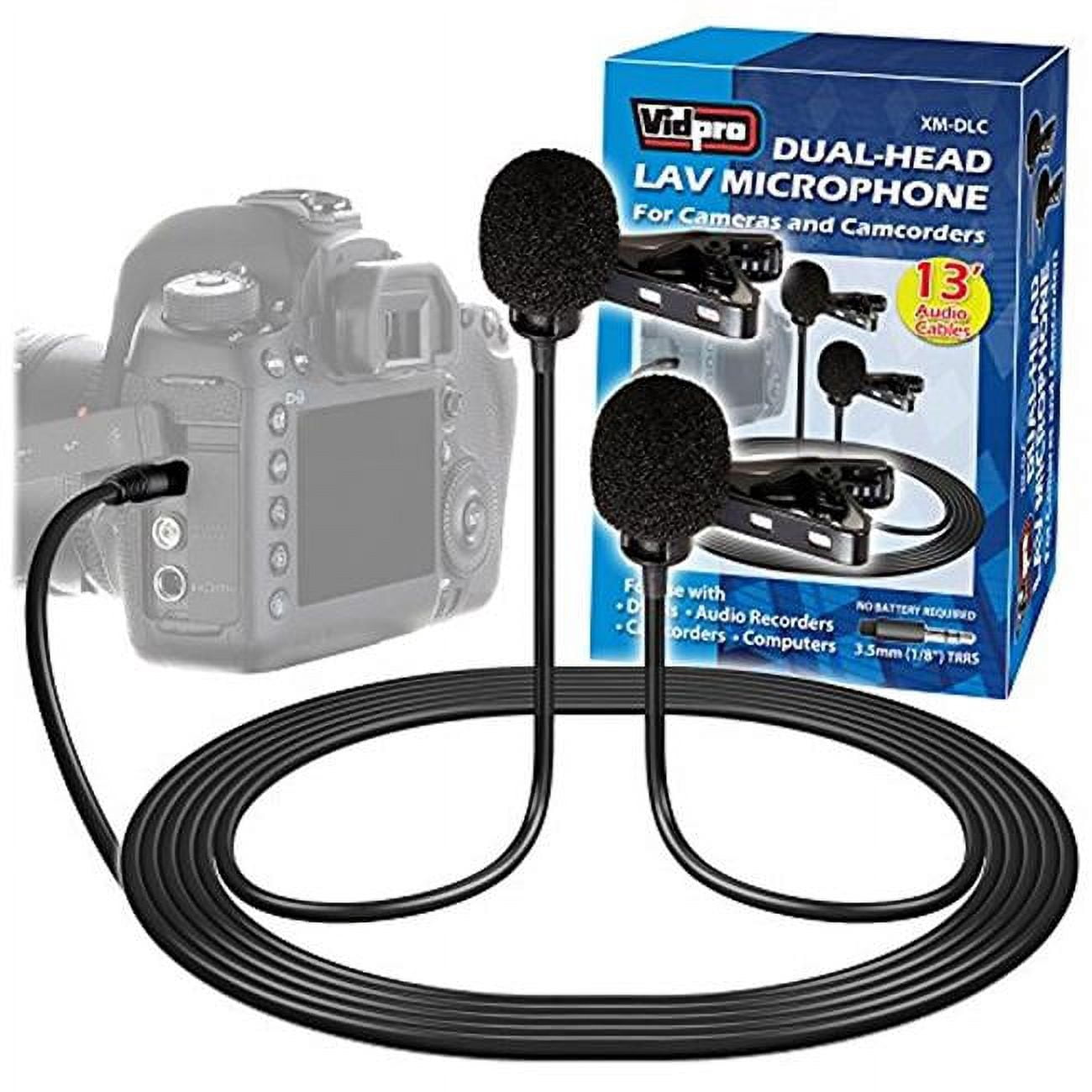Vidpro Dual-Head Interview Lavalier Microphone for DSLR Cameras & Camcorders XM-DLC