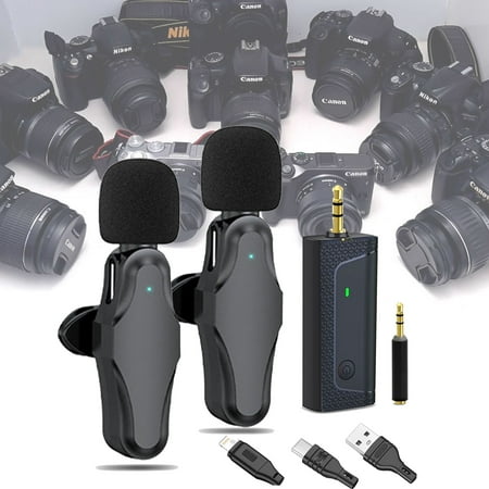 Vidpro Dual Wireless Microphone System for Cameras Smartphones Professional Audio Recording Kit