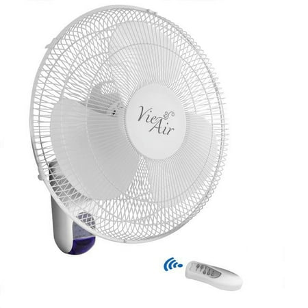 VieAir - 16 Inch 3-Speed Wall Fan with Remote Control - White