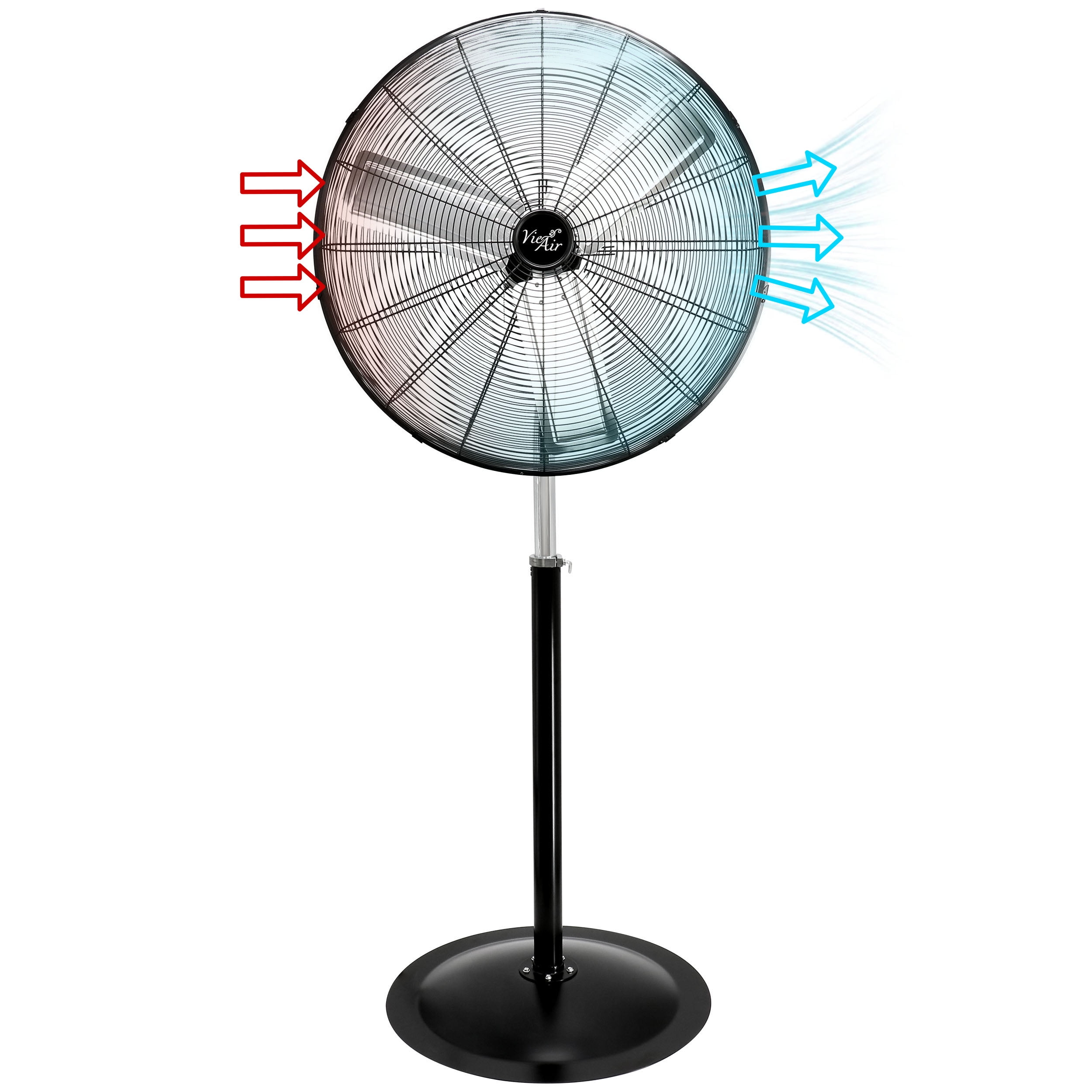 30 Inch Black Steel Industrial Oscillating Floor Fan