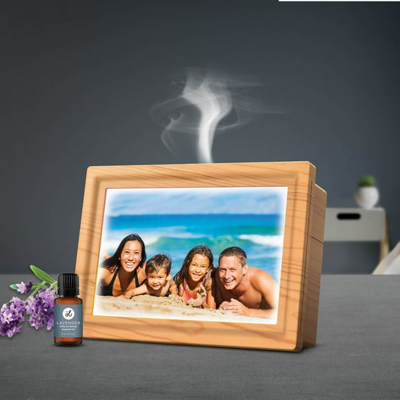 Vie-Oli Ultrasonic Diffuser and Picture Frame with LED Light, Wood