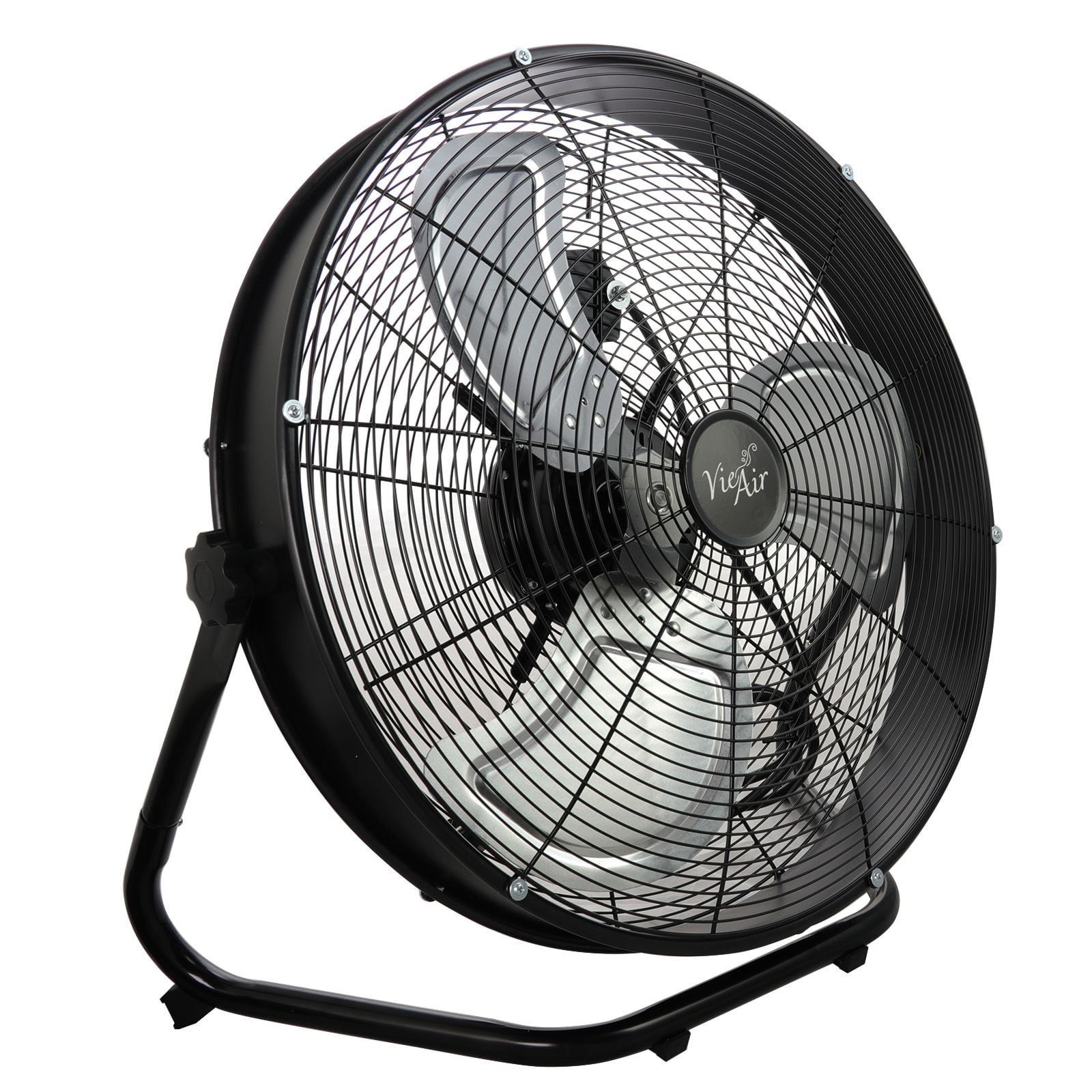 Tuxedo Black 20" Industrial Metal Floor Fan with 3-Speed & Tilt Head