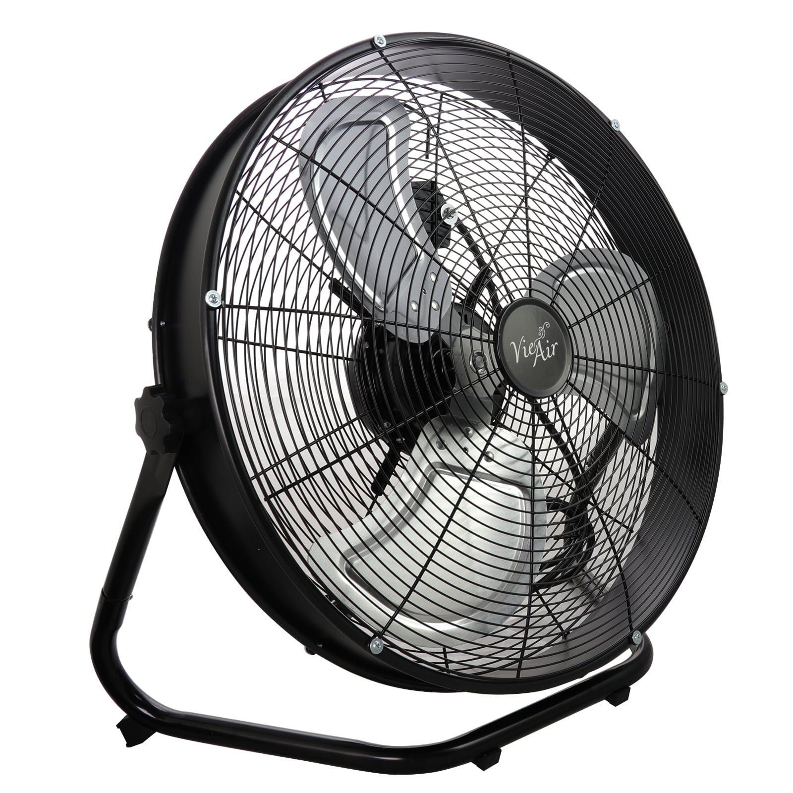 Tuxedo Black 20" Industrial Metal Floor Fan with 3-Speed & Tilt Head