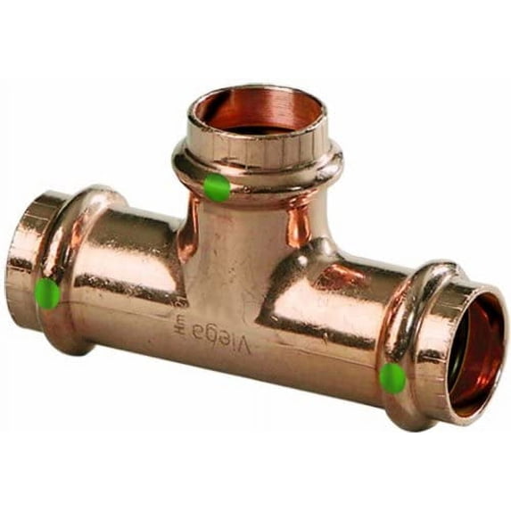 Viega 77377 ProPress Zero Lead Copper Tee with 1/2-Inch P x P x P, 10-Pack