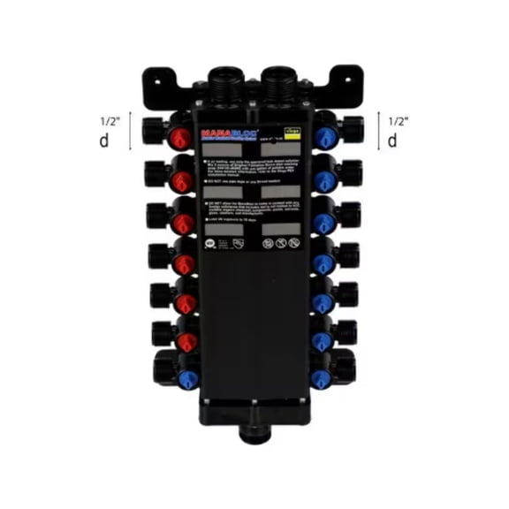 Viega ManaBloc 1/2 in. x 14 port Polymer Distribution Manifold (6 hot/8 cold)