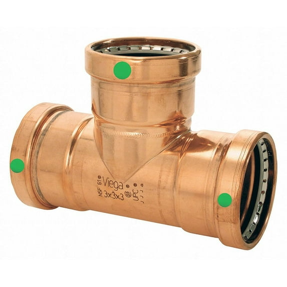 Viega ProPress XL tee, 2-1/2" x 2" x 1-1/2" 22283