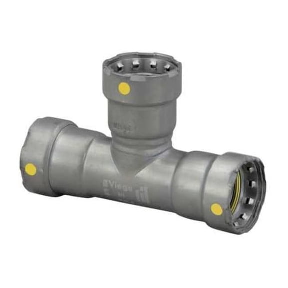 Viega QVG-25331 0.75 x 0.75 x 0.5 in. Steel Tee MegaPressG, Press x Press x Pipe Fitting, Black