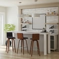 thumbnail image 1 of Vienna 30" Swivel Bar Stool in Walnut Wood Finish with Brown Faux Leather - Set of 3, 1 of 6