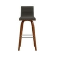 thumbnail image 1 of Vienna 30" Mid Century Modern Swivel Bar Stool in Walnut Wood Finish with Gray Faux Leather, 1 of 14