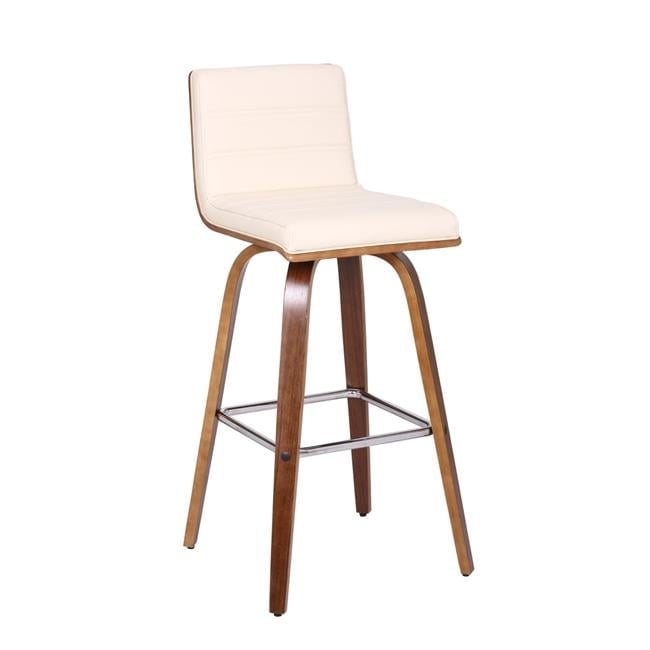 Vienna Cream Faux Leather and Walnut Swivel Bar Stool