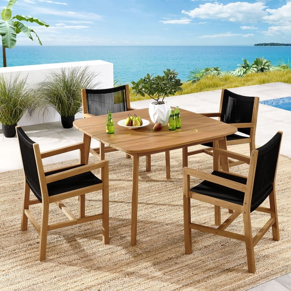 Vienna 5-Piece Dining Set with Armchairs in Natural Black