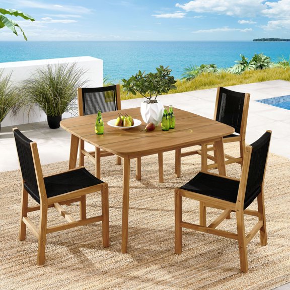 Vienna 5-Piece Dining Set with Armless Chairs in Natural Black