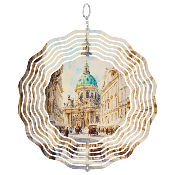 Vienna Austria Architecture Wind Spinner, 3D Metal Hanging Decor