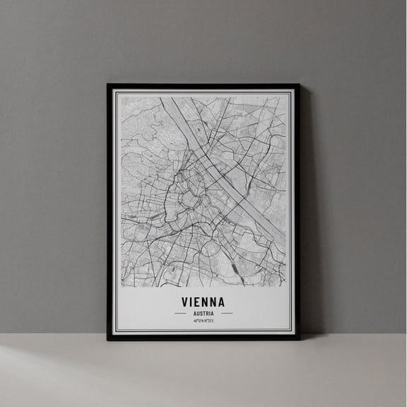 Vienna Austria Map Print, Vienna Map Poster, Vienna Map Wall Art, Vienna Road Map, Vienna Art Print, Vienna City Coordinates- Wall Art Print, 8x12 UNFRAMED