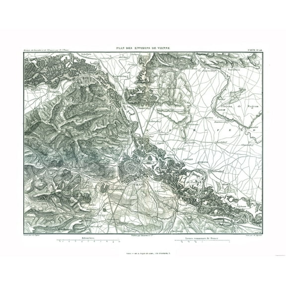 Historic Map - Vienna Austria - Thiers 1866 - 28.83 x 23 - Vintage Wall Art