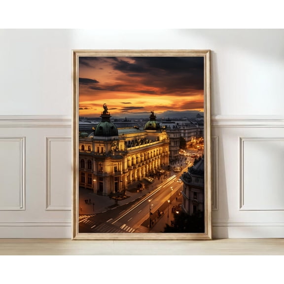 Vienna Austria Wien Salzburg Travel Poster Map Scenery Wall Art, Stretched Canvas Size 12x18