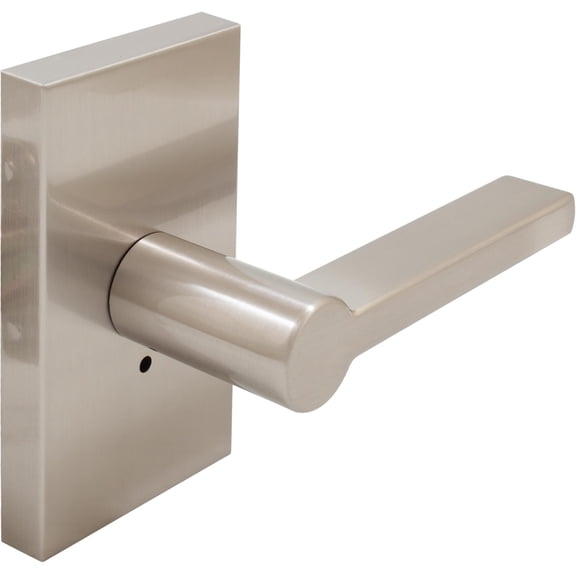Stone Harbor Hardware Vienna Door Lever with Rectangular Rosette, Privacy (Bed/Bath) Function, Satin Nickel