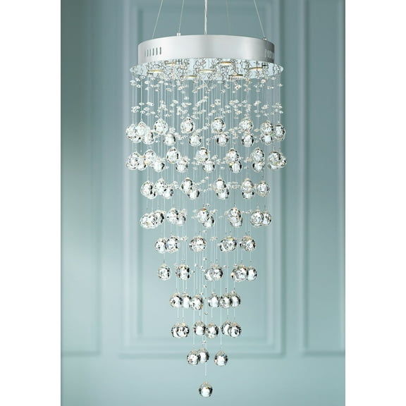 Vienna Full Spectrum Aida Chrome Chandelier Lighting 18" Wide Modern Pouring Crystal Glass Globes 7-Light Fixture for Dining Room House Kitchen Island