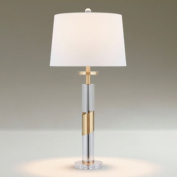Vienna Full Spectrum Alfred 30 1/2"H Soft Brass and Crystal Column Table Lamp with Dimmer
