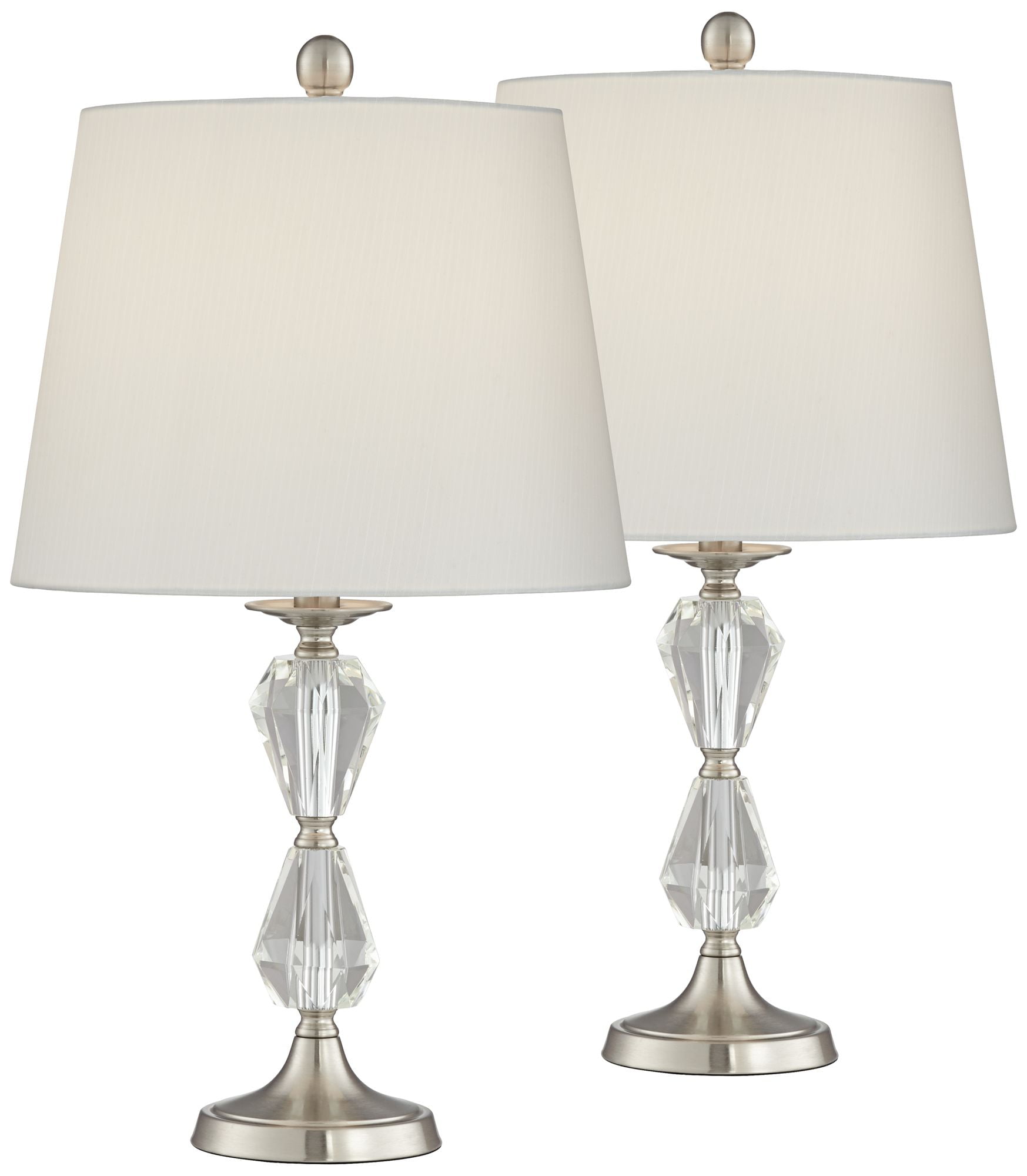 Vienna Clear Glass and Faux Silk Table Lamps Set of 2