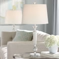 thumbnail image 1 of Vienna Full Spectrum Jolie Luxury Glam Table Lamps 26" High Set of 2 Clear Crystal with Table Top Dimmers Off White Drum for Bedroom Living Room Kids, 1 of 8