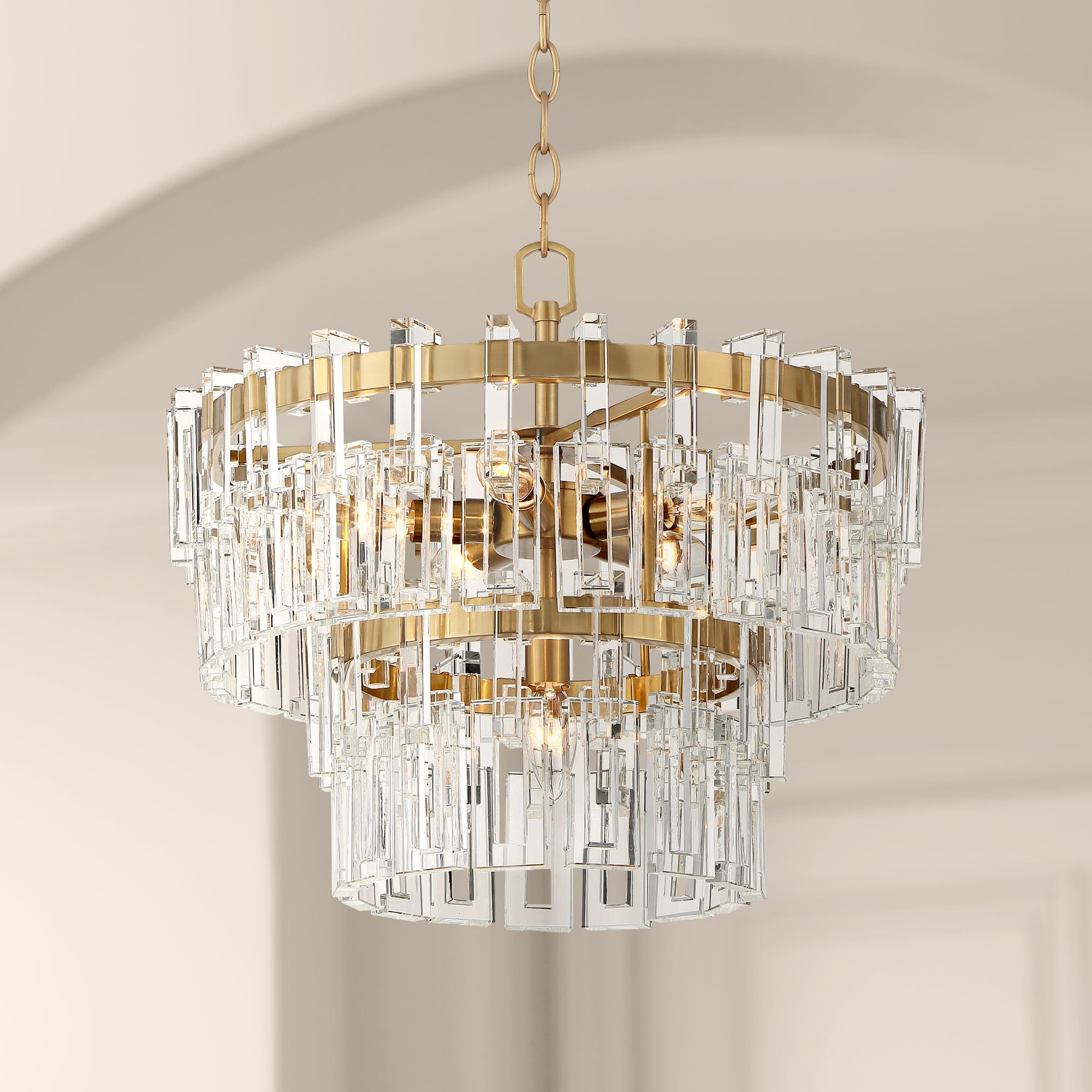 Wallingford Antique Brass Gold Chandelier Lighting 16 Wide Clear Crystal  Shade 6-Light Fixture for Dining Room House Foyer Entryway Kitchen Bedroom  Living Room High Ceilings - Vienna Full Spectrum : : Tools