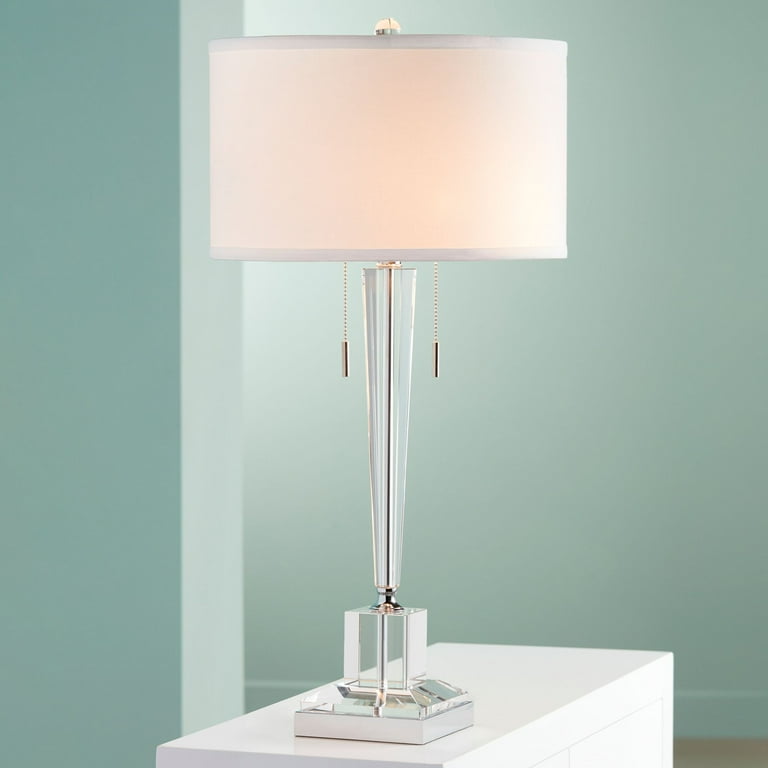 Tall clear best sale glass table lamps
