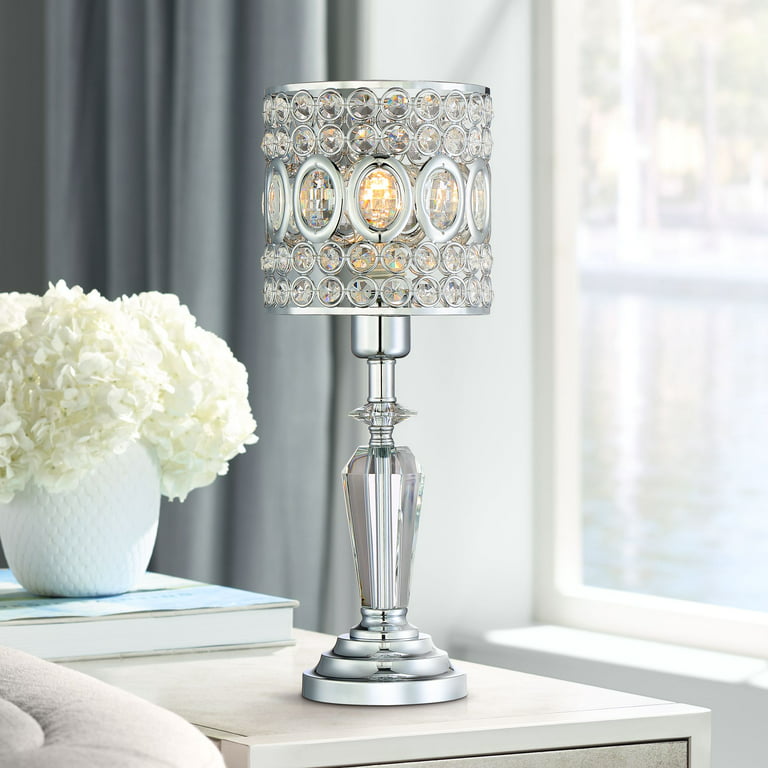 Elegant Lighting 17.5 in. Modern Royal Cut Crystal Bedside Table Silver