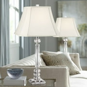 Vienna Full Spectrum Traditional Table Lamps 25 1/2 High Set of 2 Crystal Cut Column Geneva White Square Shade for Bedroom Living Room Bedside Office