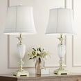 thumbnail image 1 of Vienna Full Spectrum Traditional Table Lamps 28.75" Tall Set of 2 Faceted Crystal and Brass White Bell Shade for Living Room Family Bedroom, 1 of 9