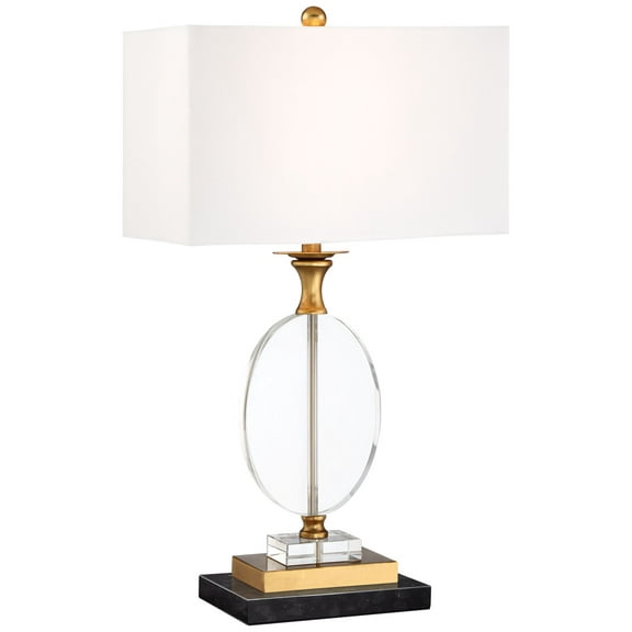 Vienna Full Spectrum Valerie Modern Table Lamp with Black Riser 28" Tall Clear Crystal White Fabric Shade for Bedroom Living Room Bedside House Home