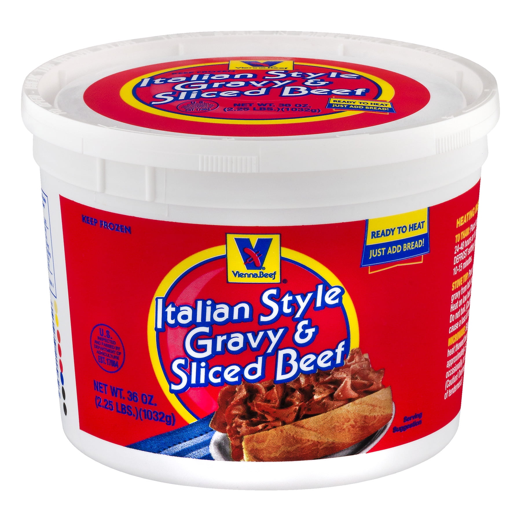 Vienna Italian Beef Style Gravy Tub, 36 oz, Packaged Meals, (Frozen)