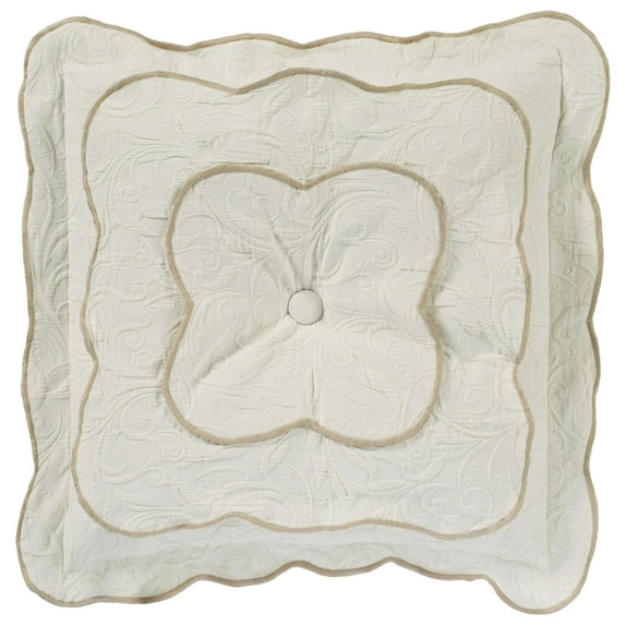 Vienna Light Cream Woven Matelasse Bedding Tufted 16 inch Square Pillow