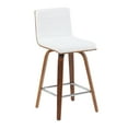 thumbnail image 1 of Vienna Modern Counter Height Swivel Bar Stool with Snow White Faux Leather Seat and Walnut Finished Wood Frame, 1 of 5