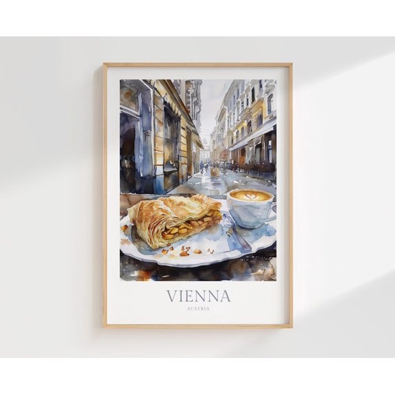 Vienna Poster Austria Wall Art Home Decor Strudel Travel Poster, Unframed Size 12x18