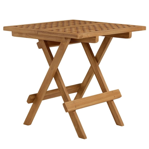 Modway Vienna Outdoor Patio Teak Wood Side Table in Natural