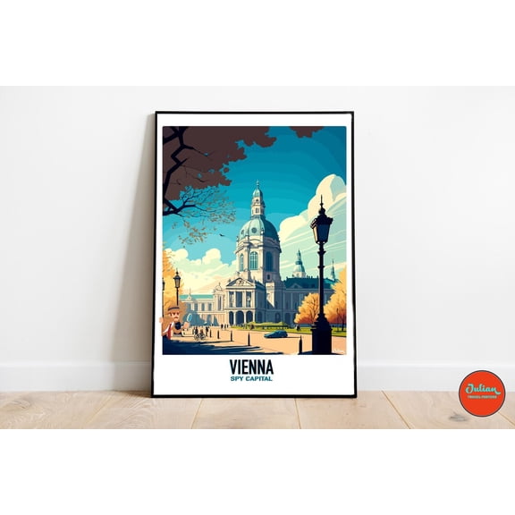 Vienna Spy Capital Art Print, Travel Print Home Decor #1062, 12x18 UNFRAMED