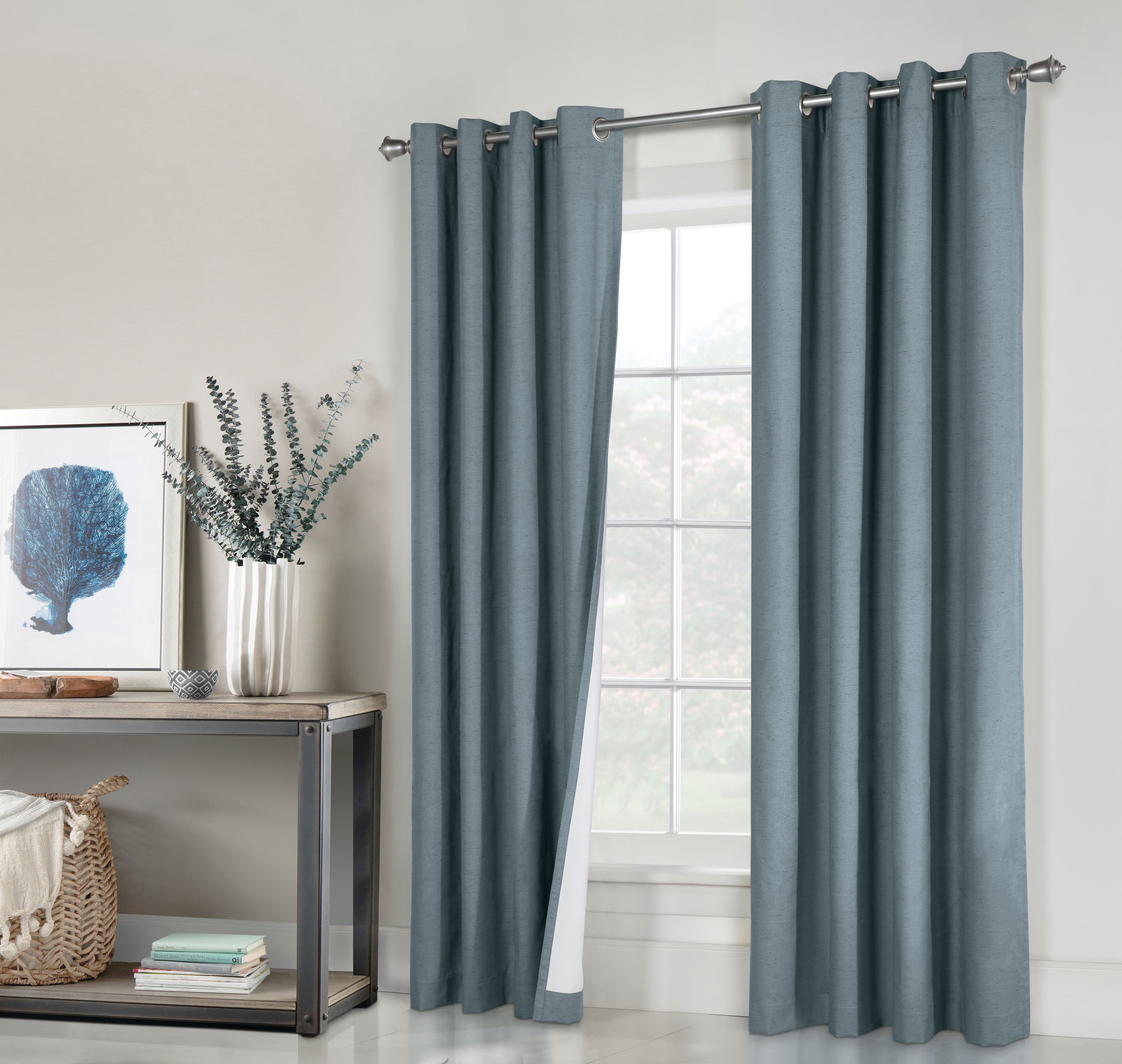 Vienna Total Blackout Foamback Grommet Curtain Panel Pair each 52" x 95" in Blue